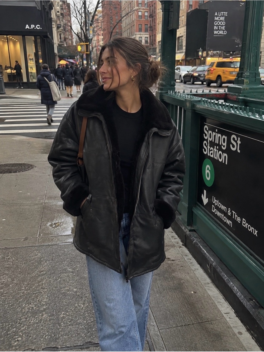 Vintage Women’s Black Shearling-Lined Leather Jacket